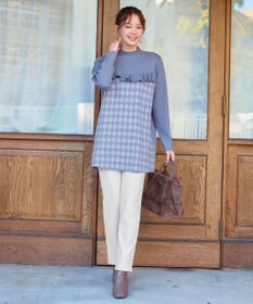 Tiaclasse アーガイルジャガードフリルチュニック