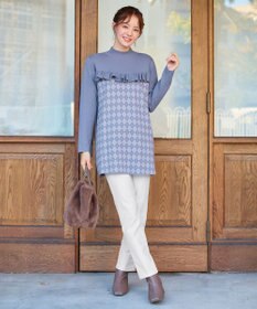 Tiaclasse アーガイルジャガードフリルチュニック