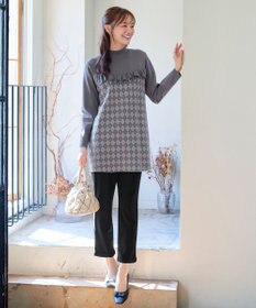 Tiaclasse アーガイルジャガードフリルチュニック