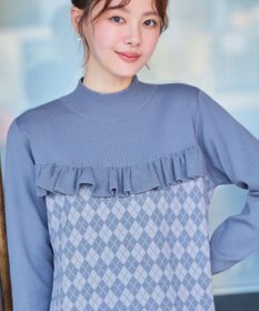 Tiaclasse アーガイルジャガードフリルチュニック