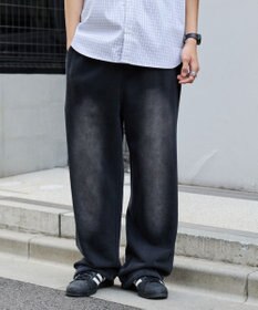 WEGO 【ウエストゴム/らくらくパンツ】アシッドウォッシュグラフィックスウェットパンツ