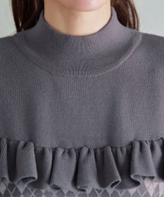 Tiaclasse アーガイルジャガードフリルチュニック