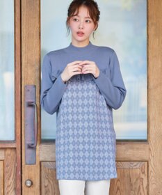 Tiaclasse アーガイルジャガードフリルチュニック