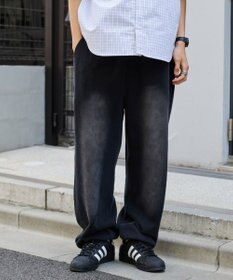 WEGO 【ウエストゴム/らくらくパンツ】アシッドウォッシュグラフィックスウェットパンツ