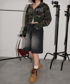 WEGO ヴィンテージウォッシュデニムハーフパンツ