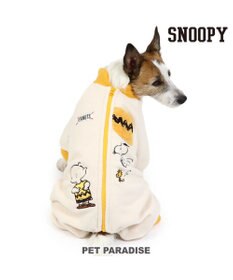 PET PARADISE 犬 服 秋冬 スヌーピー 背中開き フリース ロンパース 【小型犬】
