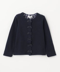 ANY KIDS スナップボタン リボン カーディガン