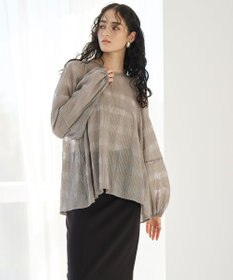 #Newans シアーチェックボリュームブラウス