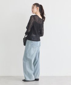 earth music&ecology フロントボタンレースプルオーバー