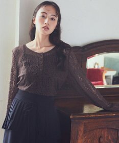 earth music&ecology フロントボタンレースプルオーバー