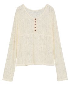 earth music&ecology フロントボタンレースプルオーバー