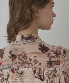 GRACE CONTINENTAL ロゴフラワ－プリントボウタイワンピース