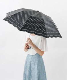 AURORA 【 NINA RICCI（ニナリッチ）】水玉プリント＆ビックスカラップ刺しゅう（折りたたみ傘）