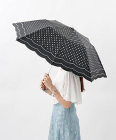 AURORA 【 NINA RICCI（ニナリッチ）】水玉プリント＆ビックスカラップ刺しゅう（折りたたみ傘）