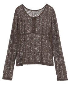 earth music&ecology フロントボタンレースプルオーバー