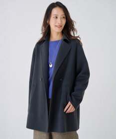 J.PRESS LADIES L ウールナイロンリバー テーラード コート ミッドナイト系