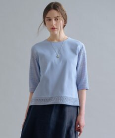 J.PRESS LADIES 【一枚で着映え】スムースジャージー 刺繍 カットソー サックス系