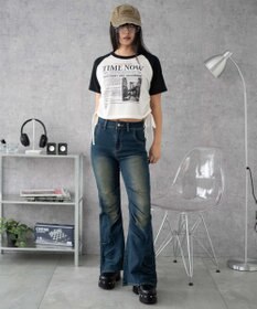 WEGO グラフィックショートサイドリボンドロストT