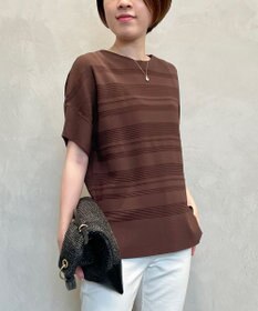 自由区 L 【洗える】クレープストレッチボーダー ニット