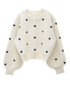 ベージュ カーディガン ハート刺繍 M ハート刺繍カーディガン | Remind me and forever(リマインド