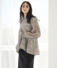 #Newans シアーチェックボリュームブラウス