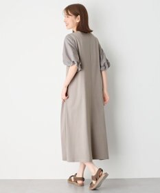 ANY 異素材コンビ ボリュームスリーブワンピース