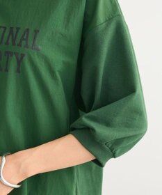 Green Parks ７分袖裏毛ドッキングロゴワンピース