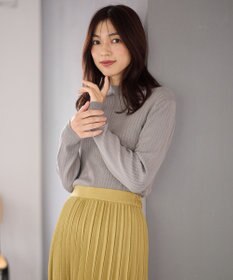 ANY 【洗濯機可】ランダムリブハイネックニット