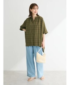 Green Parks インド綿 チェックドビーブラウス