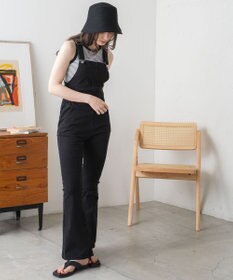 WEGO ハイウエストストレッチフレアデニムサロペット