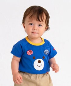 MIKI HOUSE HOT BISCUITS 【70-110cm】 顔ドン ラグラン半袖Tシャツ