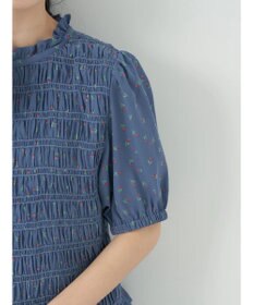 earth music&ecology 花柄パフスリシャーリングブラウス