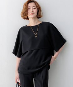 23区 【吸水速乾/UVカット/接触冷感】ストレッチジョーゼット  ケープデザイン カットソー