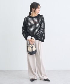 earth music&ecology チュールヤーンメッシュニットプルオーバー