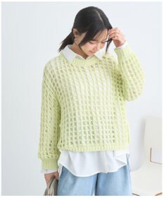 earth music&ecology チュールヤーンメッシュニットプルオーバー