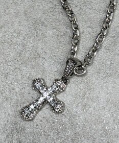 WEGO Lクロスビジューネックレス