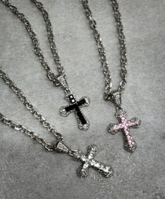 WEGO Lクロスビジューネックレス