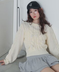 WEGO チュールリボンケーブルニット