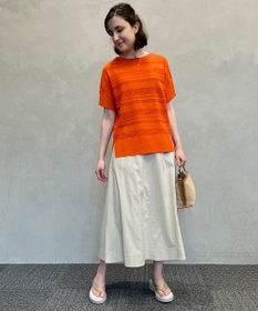 自由区 L 【洗える】クレープストレッチボーダー ニット