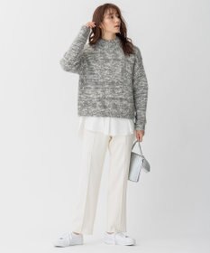 自由区 カラーミックスツイード クロップドニット