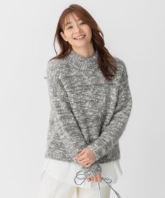 自由区 L カラーミックスツイード クロップドニット