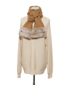 MOONBAT 【WEB限定】FURLA ウール100％×スノートップファーマフラー チャーム付き