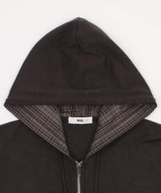 WEGO 【ユニセックス着用ITEM/MLサイズ展開】スラブチェックロゴジップパーカー