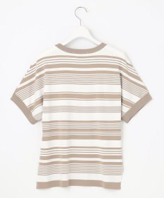 J.PRESS LADIES 【洗える】 レーヨンエリートストレッチ ランダムボーダー ニット Tシャツ
