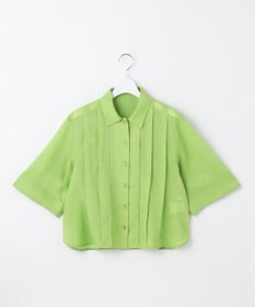 自由区 【カタログ掲載・接触冷感・洗える】シアーラミーローンクロップド丈 ブラウス