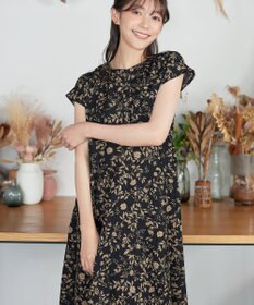 Tiaclasse L ボタニカル柄シャツワンピース