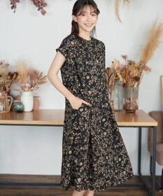 Tiaclasse L ボタニカル柄シャツワンピース
