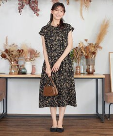 Tiaclasse L ボタニカル柄シャツワンピース
