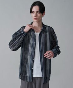 WEGO ストライプメッシュBIGシャツ（LS）