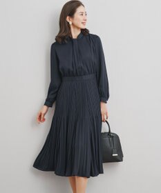 23区 【洗える】クリスタルアムンゼン ウエスト切り替え ワンピース ネイビー系